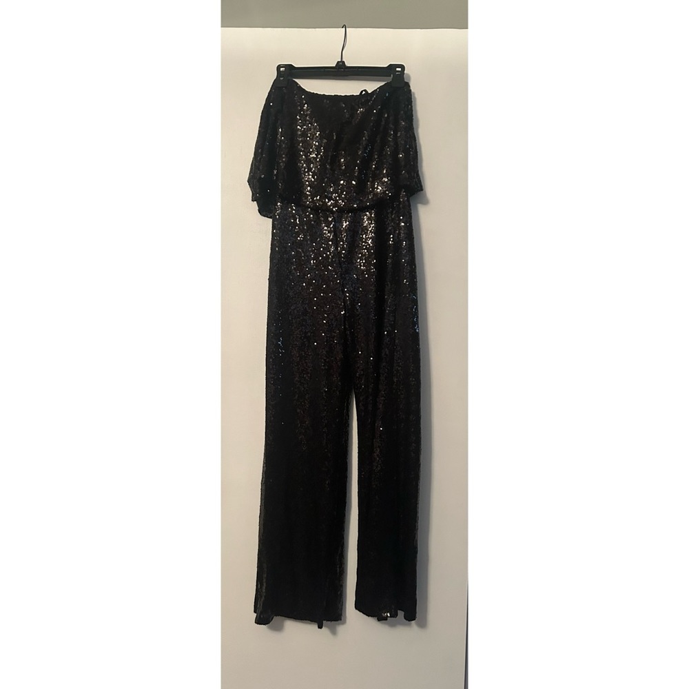 NWT Full Sequin Black Jumpsuit - Size 10